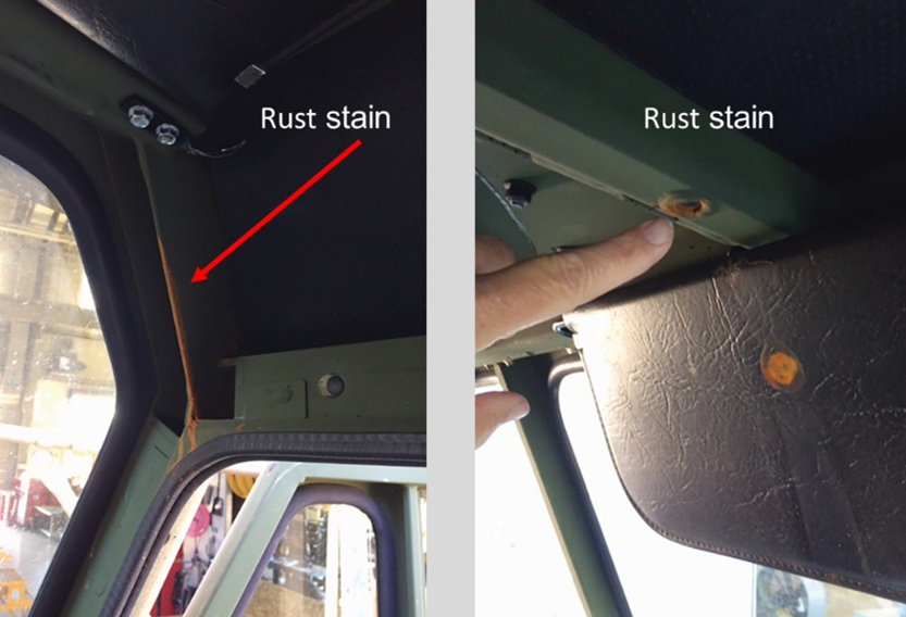 Rust stains warn of leaks